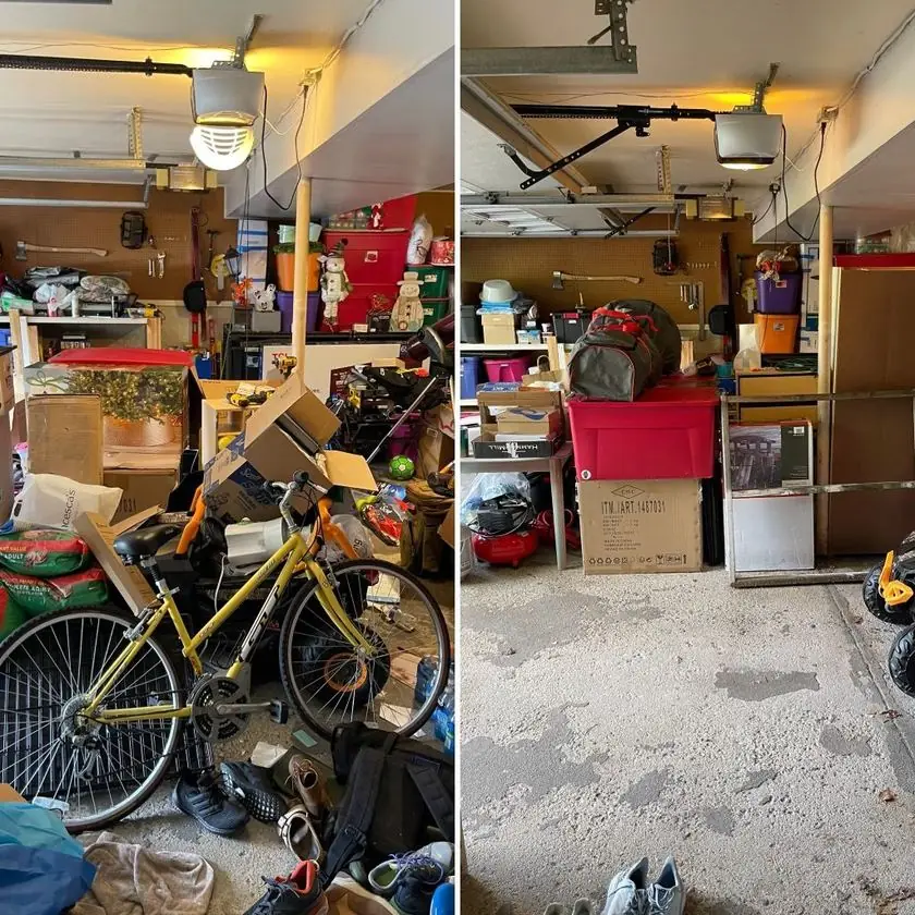 A dramatic before and after of a decluttered space